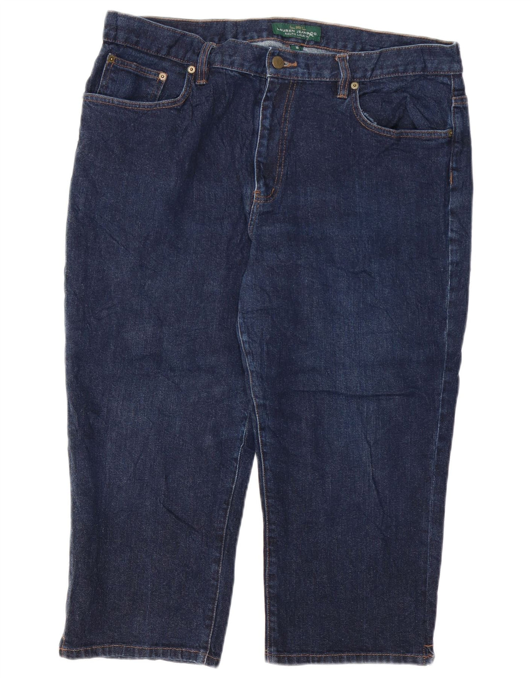 RALPH LAUREN Jean Capri pour femme US 16 2XL W38 L21 Bleu marine Coton