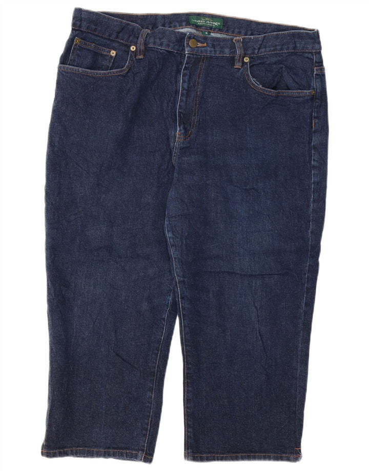RALPH LAUREN Jean Capri pour femme US 16 2XL W38 L21 Bleu marine Coton
