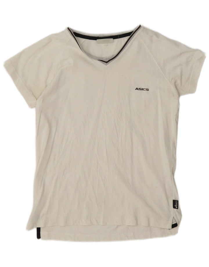 Asics T-Shirt Femme Top UK 12 Coton Blanc Moyen