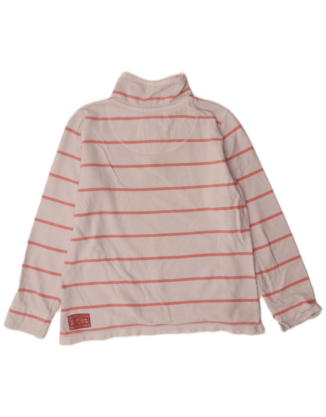 CREW CLOTHING Sweat-shirt à col zippé pour femme UK 12 Medium Blanc rayé