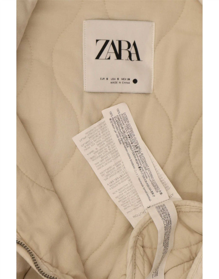 Zara Veste matelassée surdimensionnée pour femme UK 10 Petit coton beige