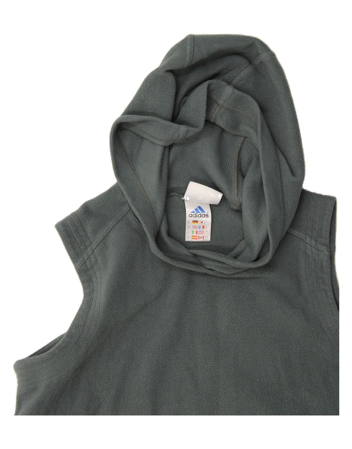 ADIDAS Womens Sleeveless Fleece Jumper UK 16 Large Grey Polyester Vintage Adidas and Second-Hand Adidas from Messina Hembry 