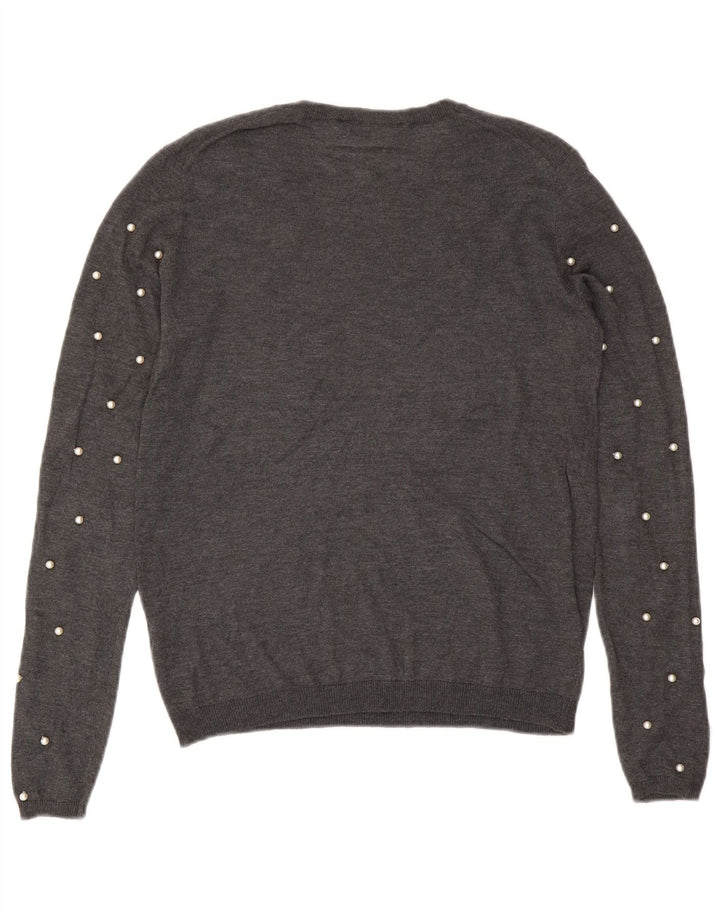 Zara Pull ras du cou pour femme UK 10 Small Gris Modal