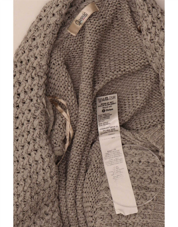 Marks & Spencer Pull cardigan ouvert classique pour femme UK 16 Large Gris