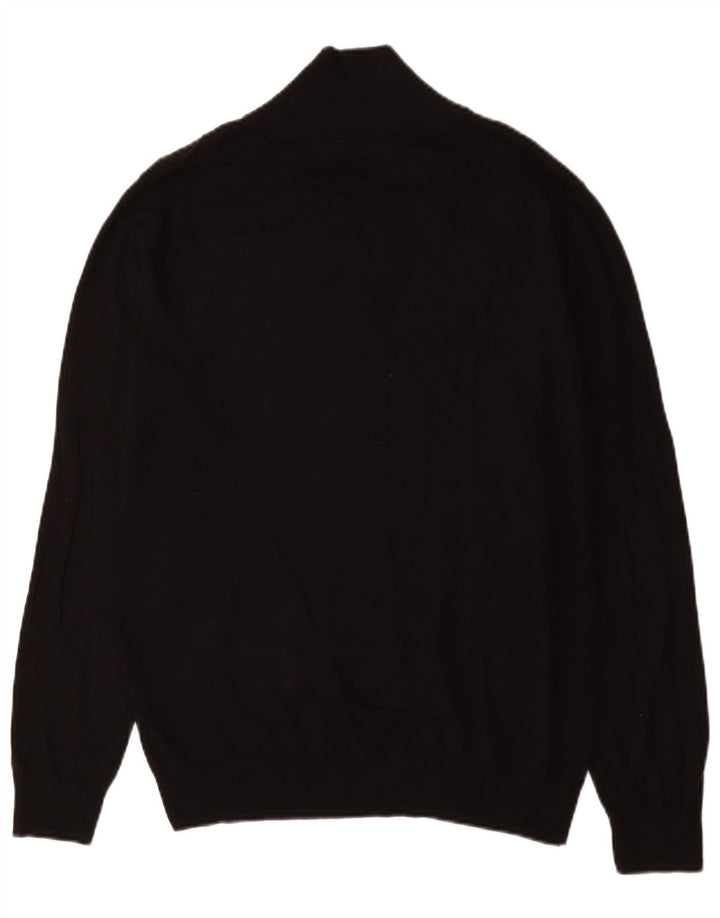 Reiss Pull à col boutonné pour homme en coton noir Taille L