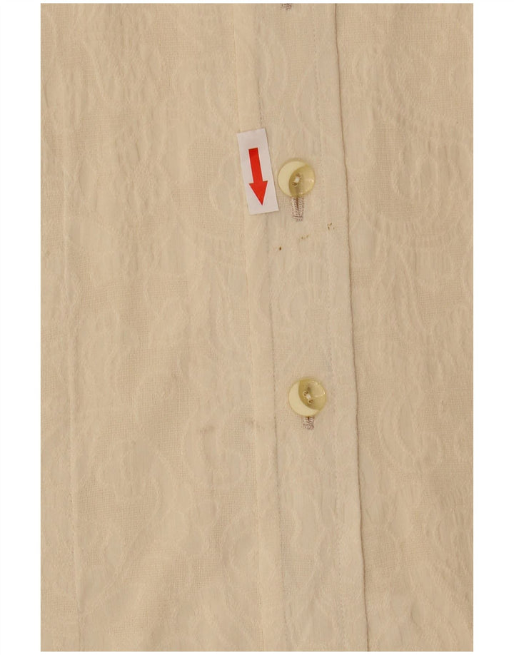 vintage Femmes Voir À Travers Chemise Blouse UK 14 Beige Moyen
