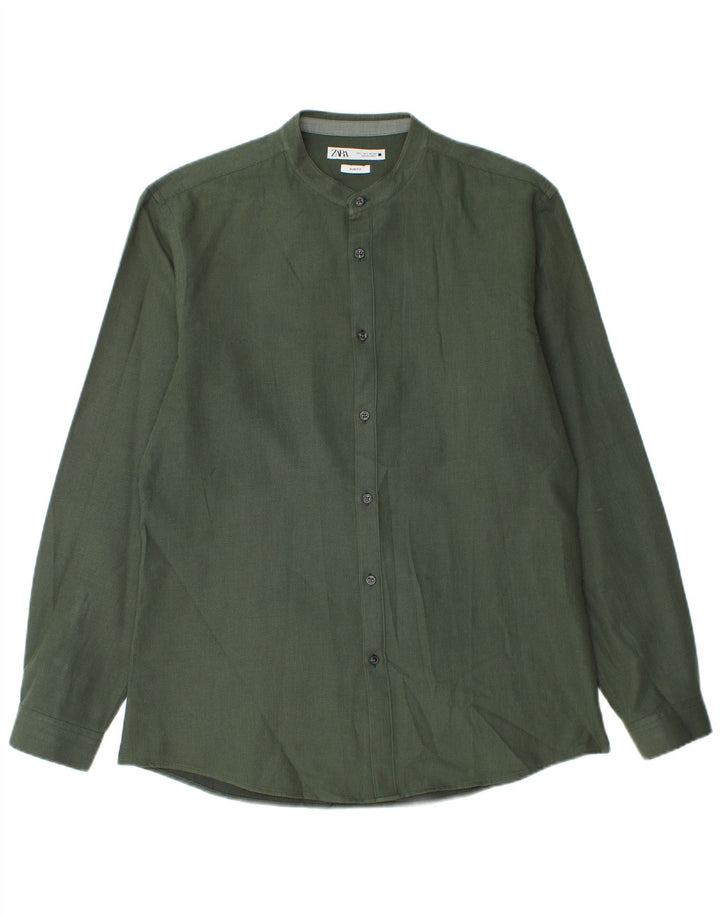 Zara Chemise Slim Fit Homme Vert