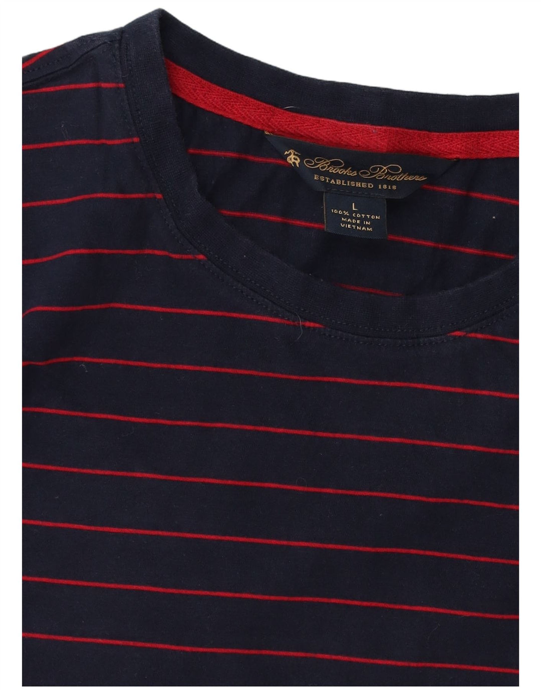 BROOKS BROTHERS T-shirt pour homme en coton à fines rayures bleu marine