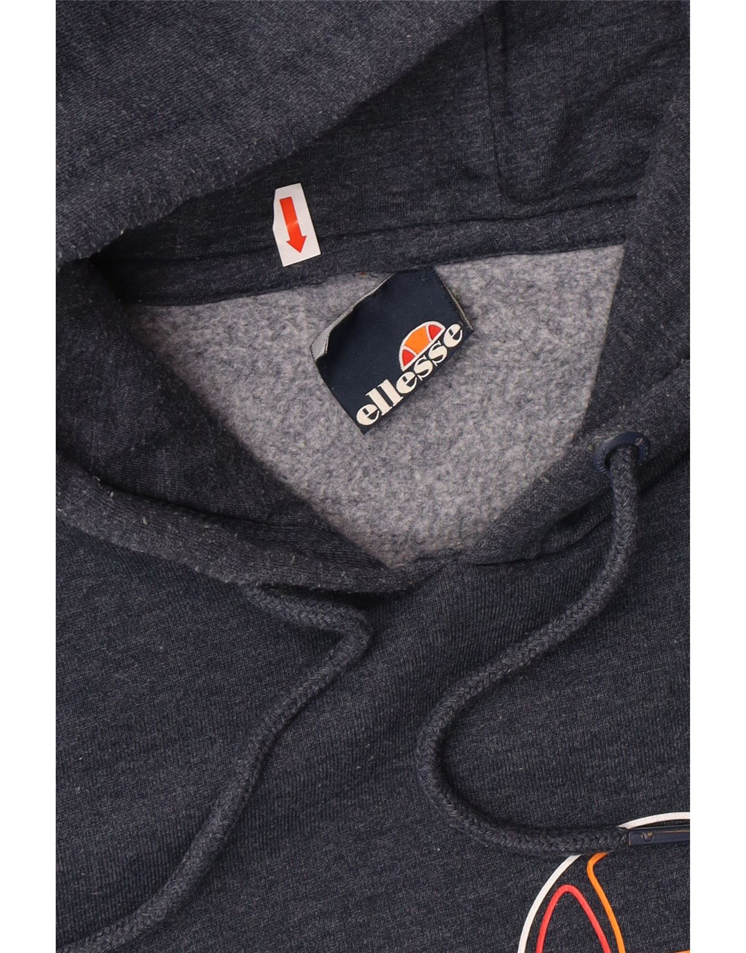 ELLESSE Pull à capuche graphique pour femme UK 16 Large Bleu marine Coton