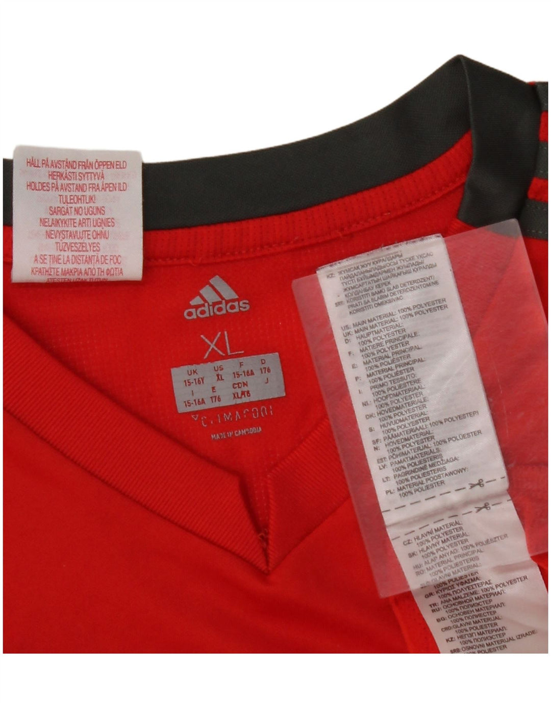 ADIDAS Garçon Climacool T-Shirt Top 15-16 ans XL Rouge Polyester