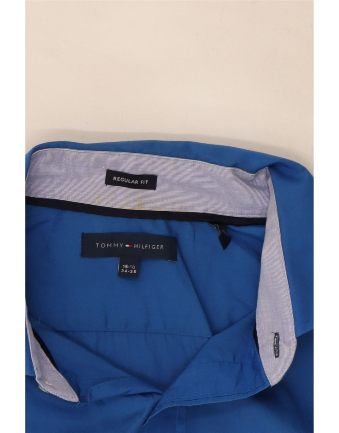 Tommy Hilfiger Chemise coupe régulière pour homme Taille 16 1/2 Grand Bleu