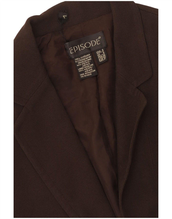 Episode Veste Blazer 1 Bouton Femme UK 8 Petite Viscose Marron