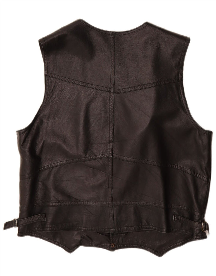 VINTAGE Gilet en cuir pour homme Grand Noir