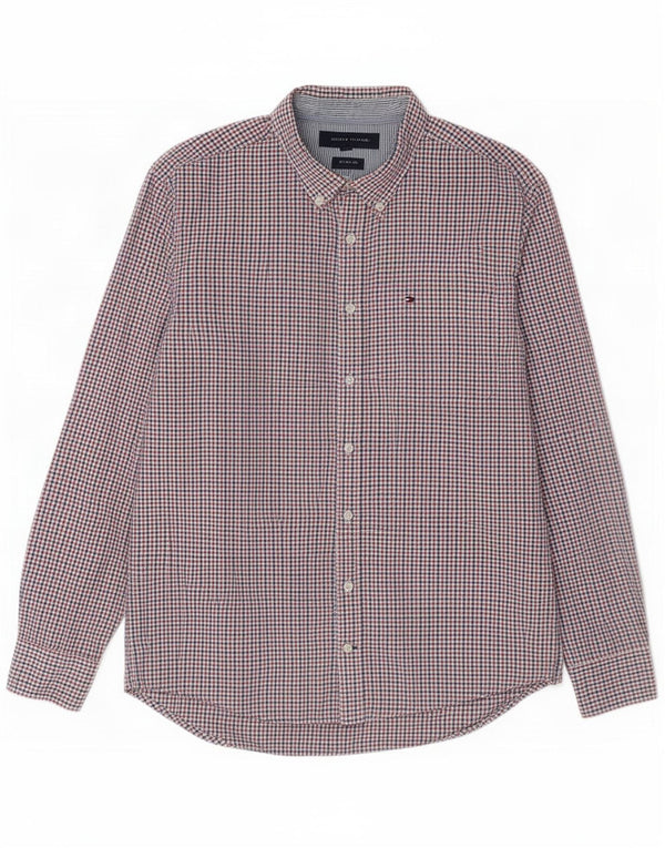 Tommy Hilfiger Chemise coupe classique pour homme en coton à carreaux rouges Large