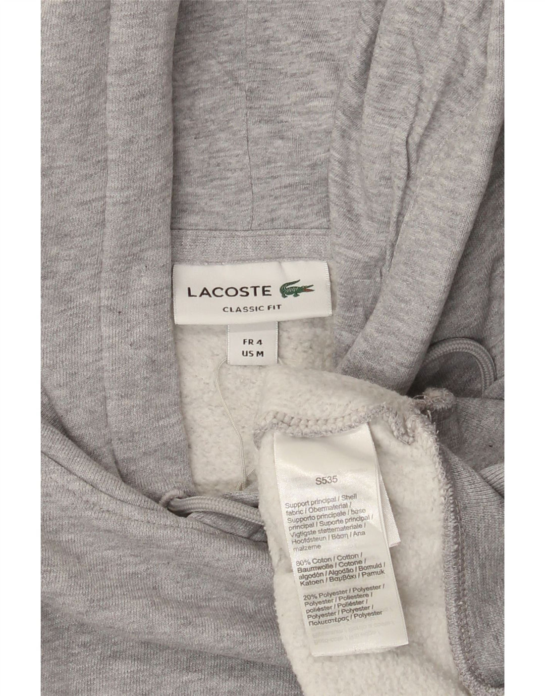 Lacoste Pull à capuche graphique pour homme Taille 4 Gris moyen Colourblock