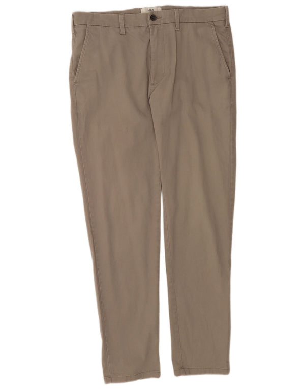 Marks & Spencer Pantalon Chino Coupe Slim Homme W34 L31 Gris Coton