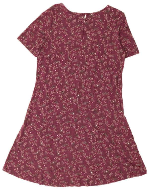 Fat Face Robe trapèze surdimensionnée pour femme UK 10 Petit coton floral bordeaux