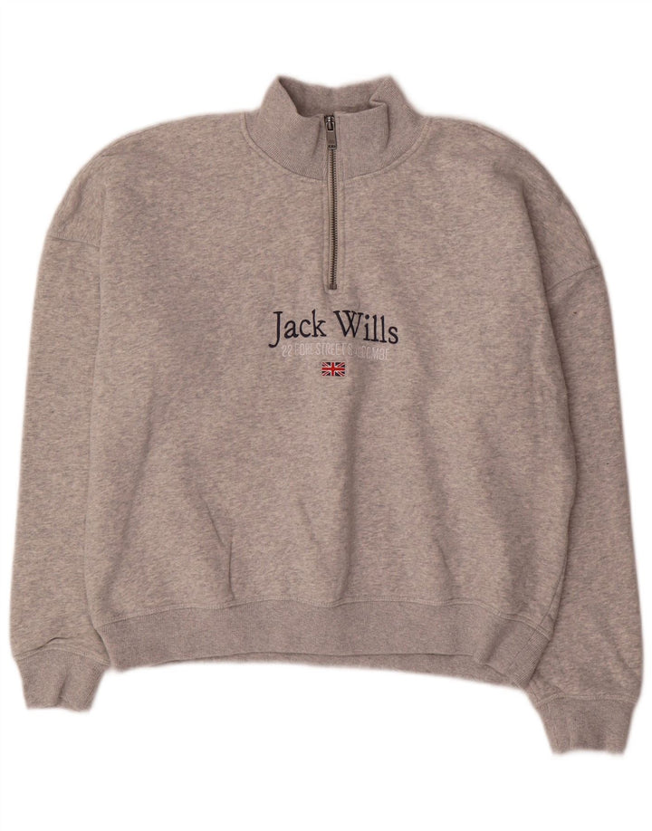 Jack Wills Sweat-shirt graphique surdimensionné pour femme UK 10 Petit Gris