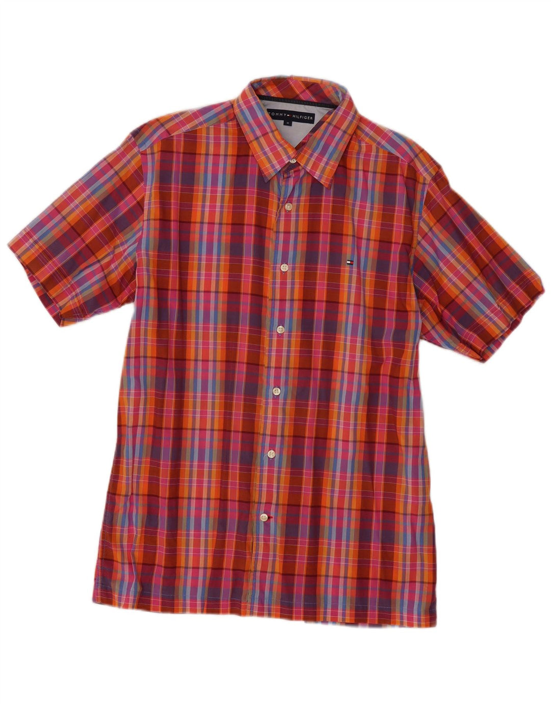 Tommy Hilfiger Chemise à manches courtes homme en coton à carreaux rouge moyen