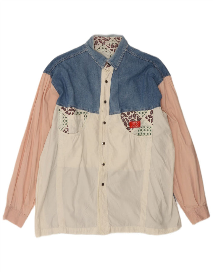 VINTAGE Chemise Homme Beige Moyen Colourblock