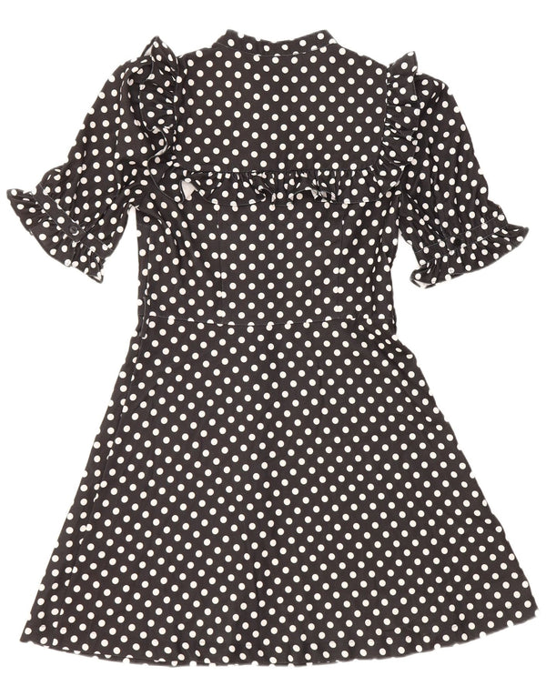 Oasis Robe chemise à manches courtes pour femme UK 10 Petit pois noir