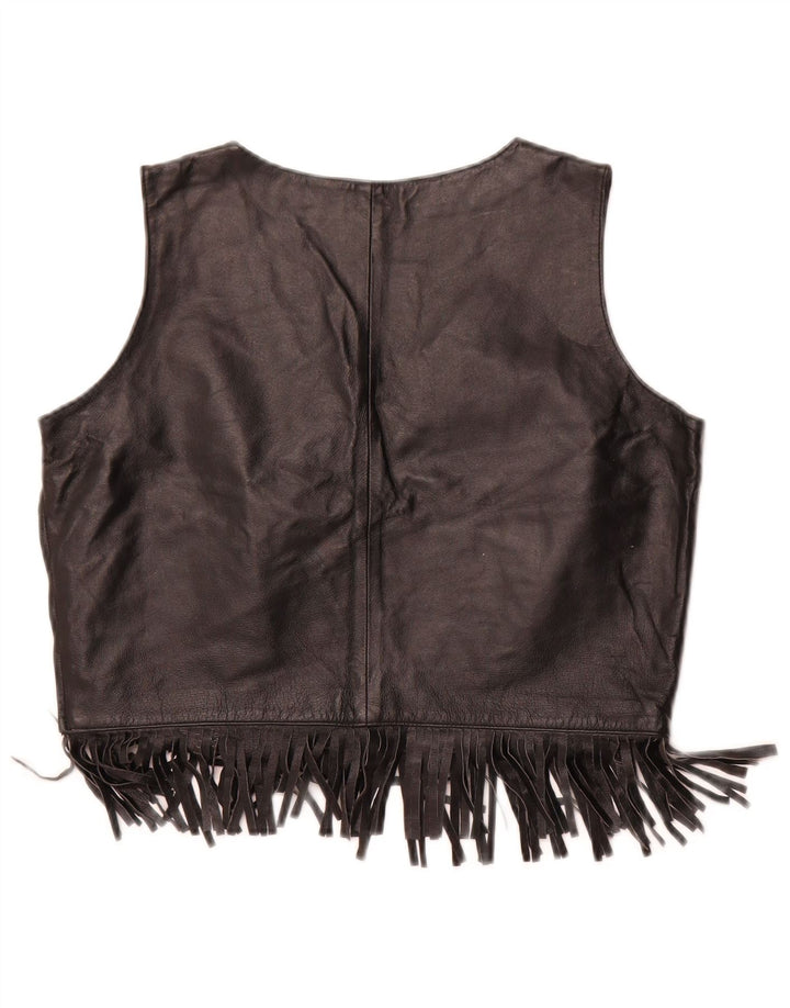 WOODPECKER Femmes Casual Collection Crop Top EU 42 Moyen Noir Cuir