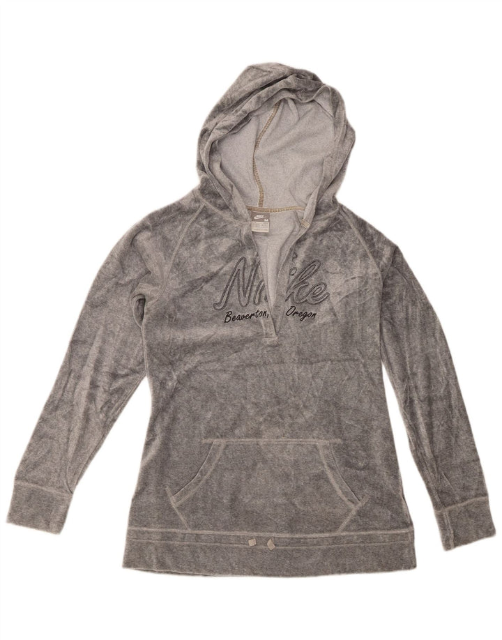 Nike Pull à capuche graphique pour femme UK 10/12 Gris moyen en coton