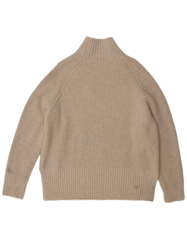 Zara Womens Oversized Turtle Neck Jumper Sweater UK 10 Small Beige Wool