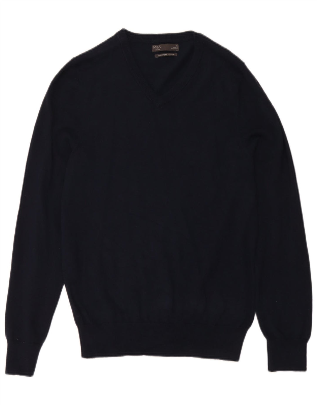 Marks & Spencer Pull col V pour homme en coton bleu marine Taille S