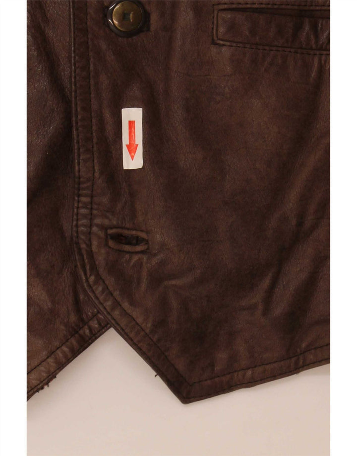gilet en cuir homme vintage IT 58 2XL Marron