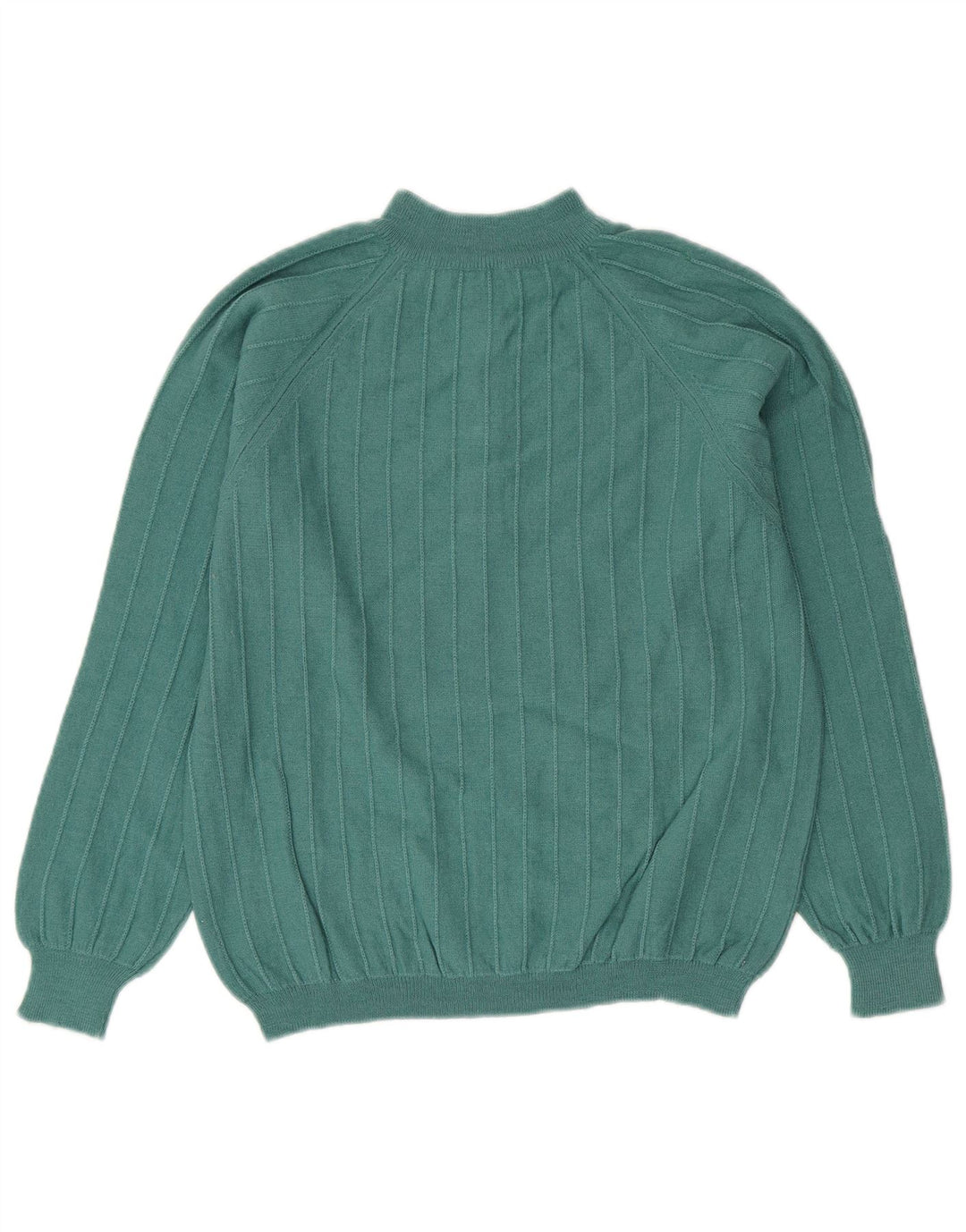 VINTAGE Pull col boutonné femme UK 14 Vert moyen