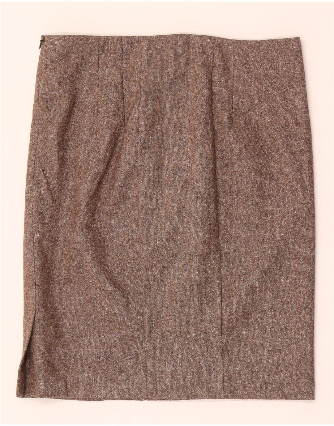 Benetton Femme Mini Jupe Droite IT 42 Medium W28 Laine Mouchetée Marron