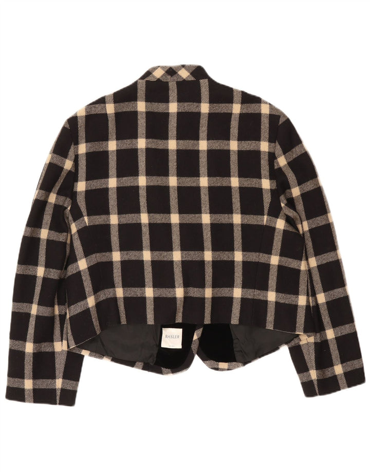 Basler Veste Blazer 1 Bouton Femme UK 18 XL Laine à Carreaux Noir