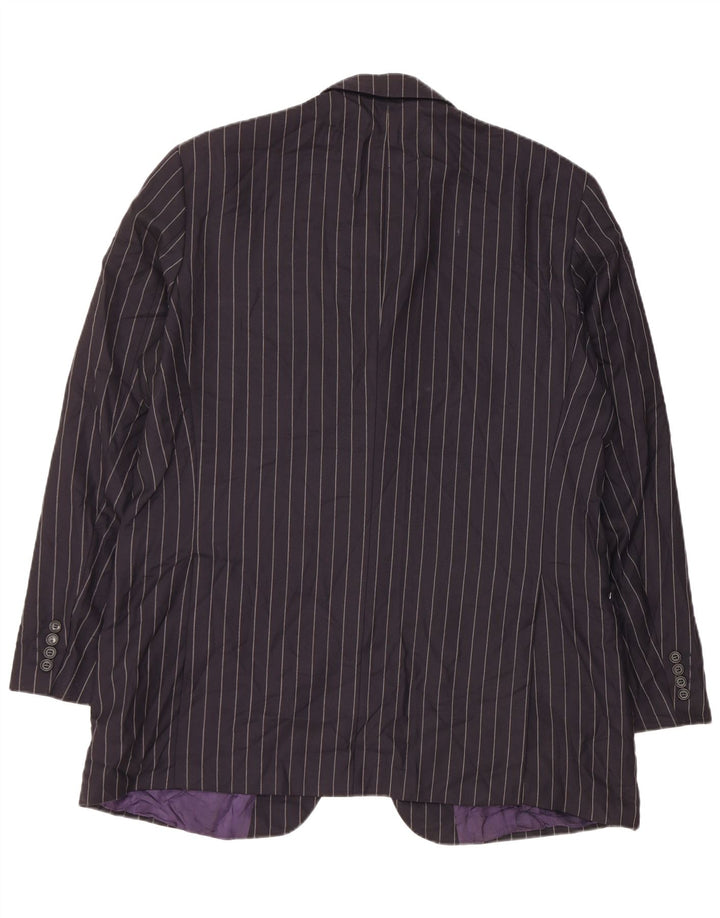 Marks & Spencer Veste blazer à 3 boutons pour homme UK 44 2XL Bleu marine à fines rayures
