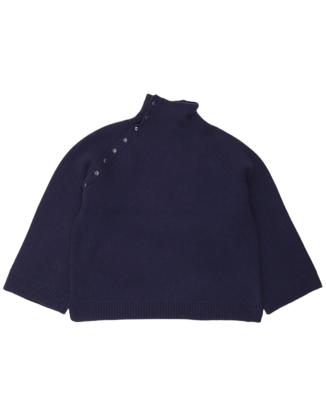 Zara Pull surdimensionné à col roulé pour femme UK 10 Petite laine bleu marine