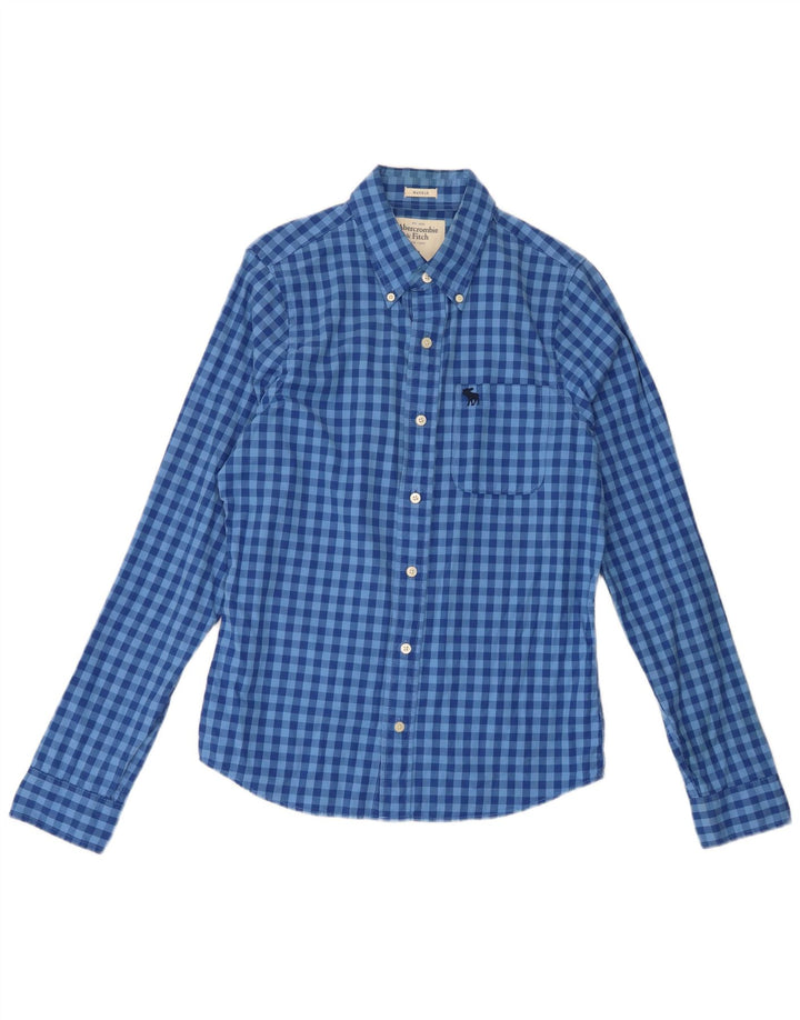Abercrombie & Fitch Chemise à carreaux en coton à carreaux bleu moyen pour homme