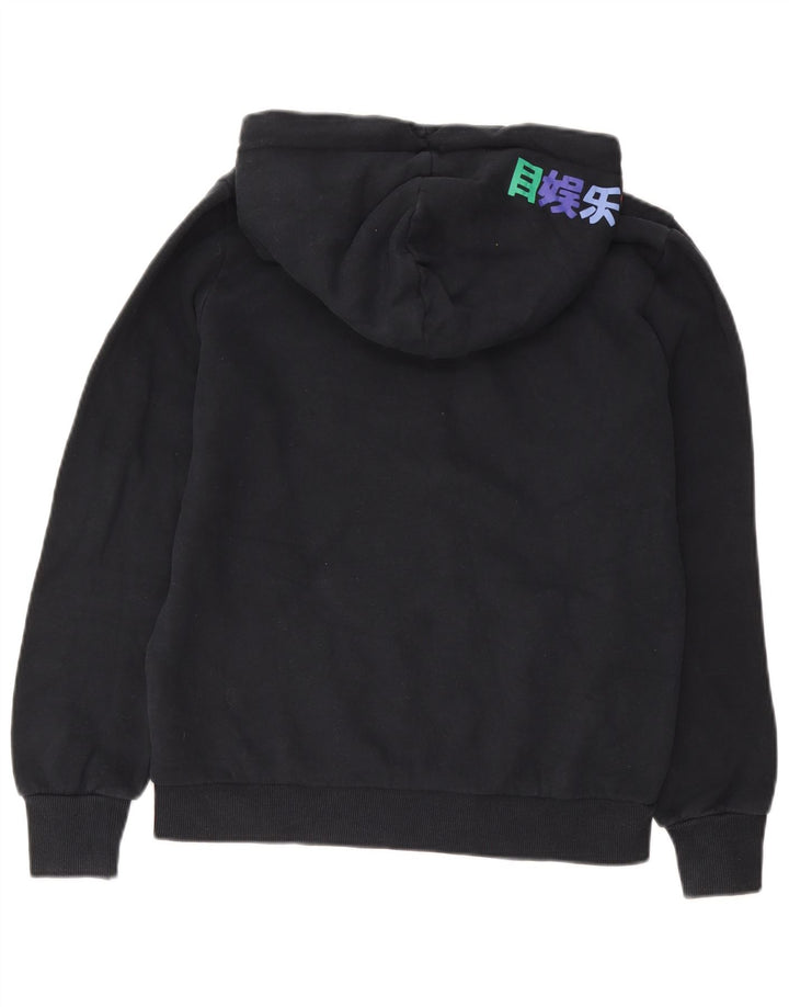 Superdry Pull à capuche graphique pour femme UK 14 Large Noir Coton