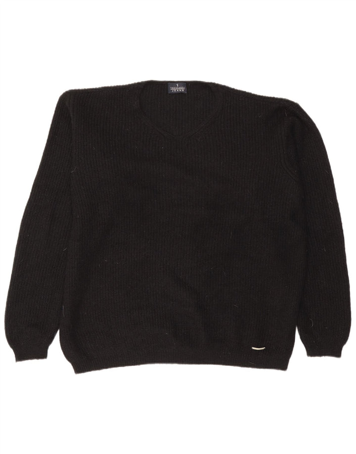 Trussardi Pull Col V Large Noir Polyamide Homme