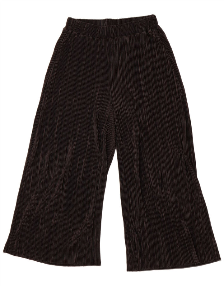 Pantalon Capri Jambe Large Femme ZARA XS W24 L23 Noir Polyester