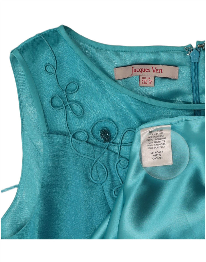 JACQUES VERT Robe fourreau sans manches pour femme UK 14 Large Viscose Turquoise