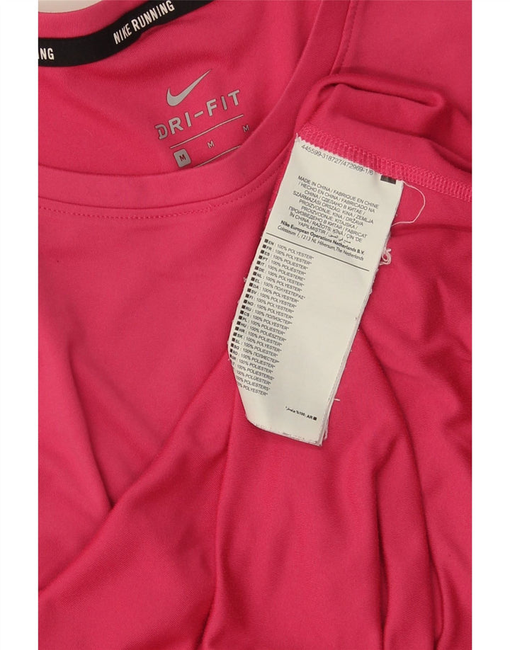 Nike Womens Dri Fit Running T-Shirt Top UK 14 Rose Moyen Polyester