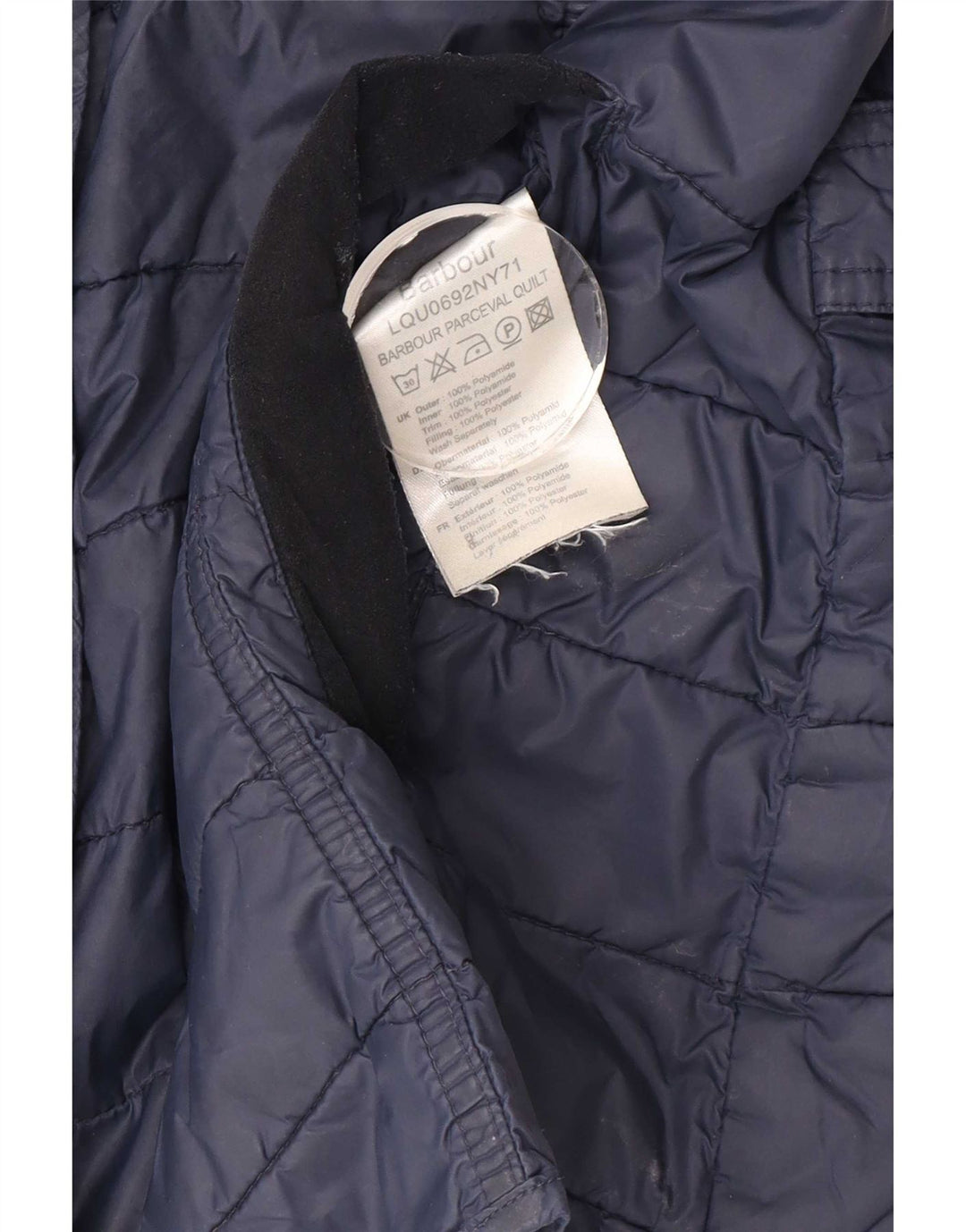 Barbour Veste matelassée pour femme UK 16 Large Bleu marine Colourblock Polyamide