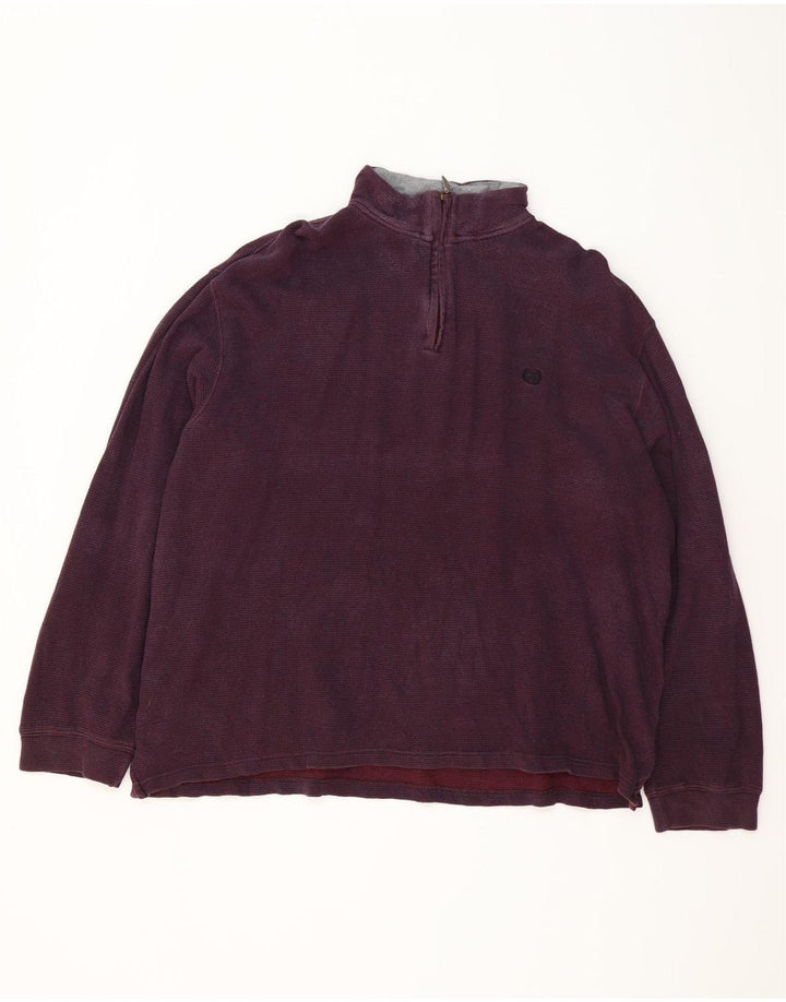 Chaps Sweat-shirt à col zippé pour homme 2XL en coton bordeaux