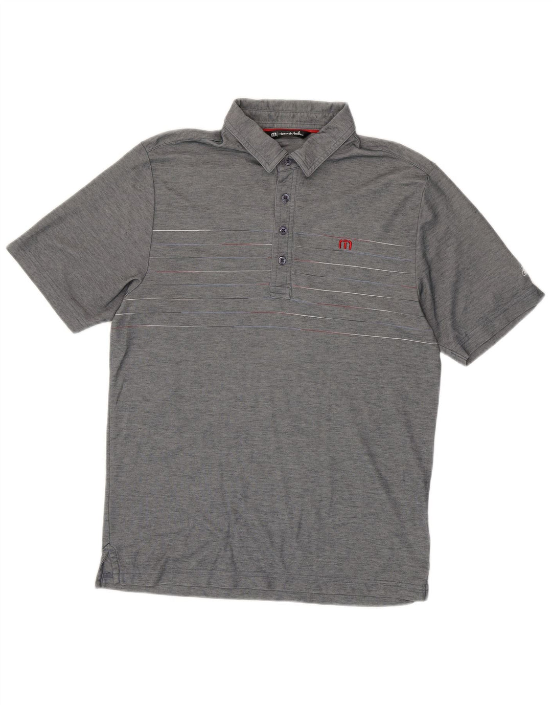 Travis Mathew Polo Homme Coton Rayé Gris Moyen