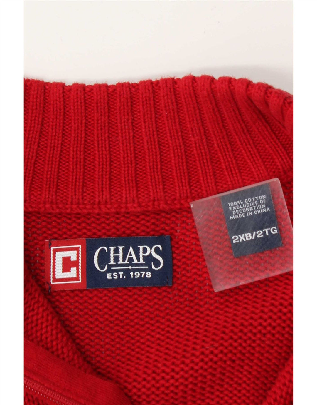 Chaps Pull col zippé pour homme 2XL Rouge Coton