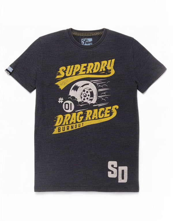 Superdry T-Shirt Graphique Homme Bleu Marine Moyen Coton