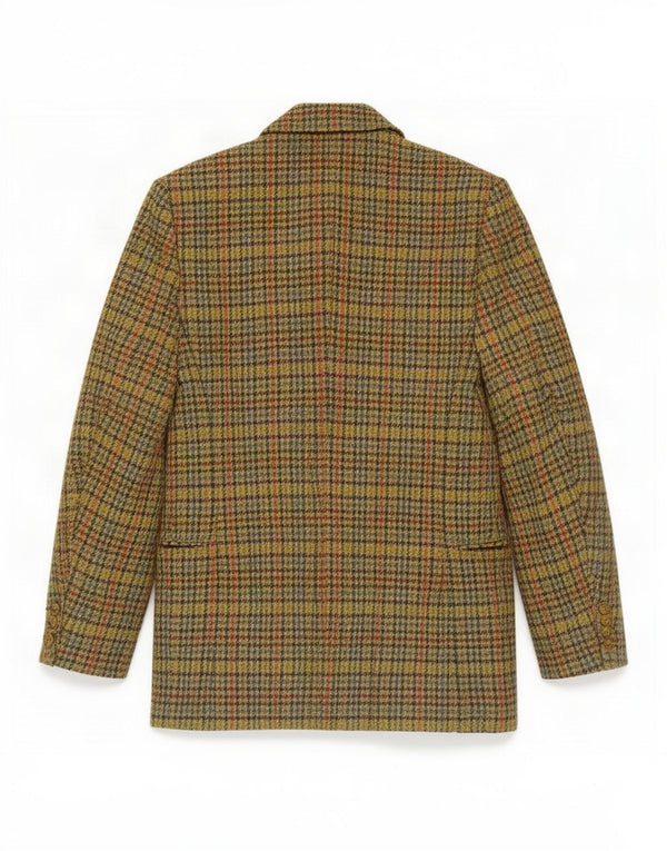 vintage Femmes 3 Bouton Blazer Veste UK 10 Petit Pied-de-poule Vert Classique