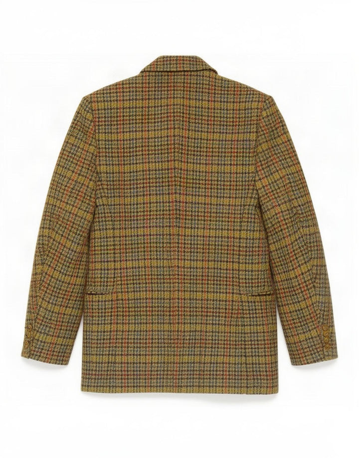 vintage Femmes 3 Bouton Blazer Veste UK 10 Petit Pied-de-poule Vert Classique