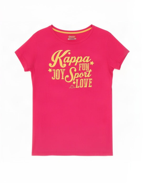 Kappa Womens Graphic T-Shirt Top UK 14 Large Rose Coton