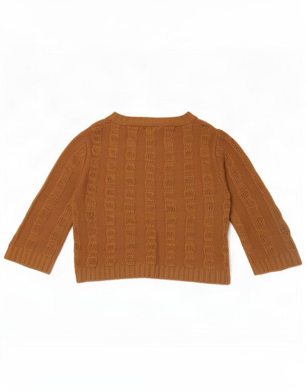 Zara Cardigan Femme Pull UK 14 Acrylique Marron Moyen